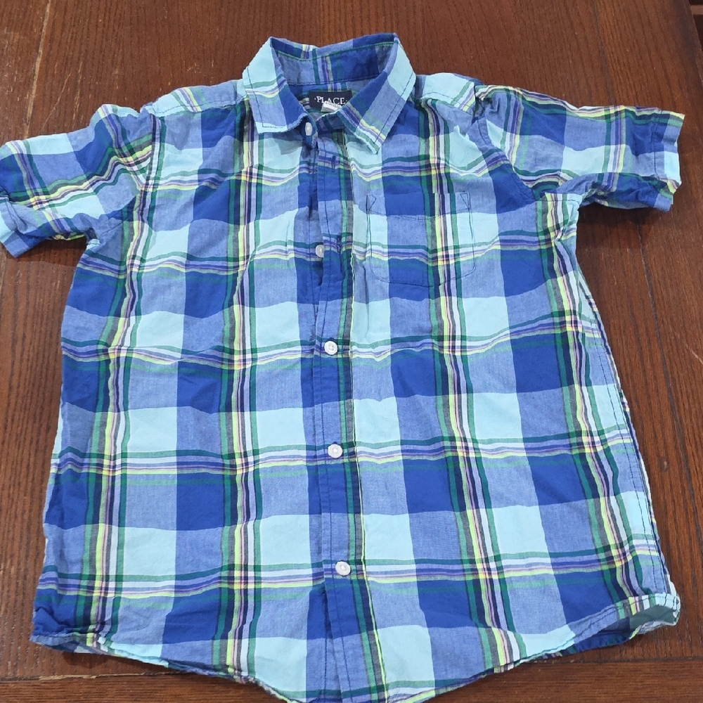 Place Blue and Green Plaid Button Down Shirt